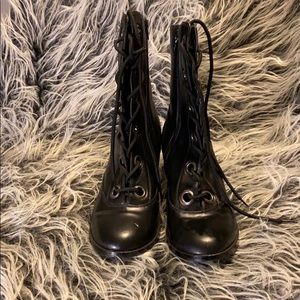 BLACK WITCHY HIGH HEEL BOOTS SIZE 10